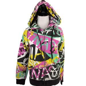 TNA Graphic Graffiti Zip Up Hoodie Sweatshirt Size Small